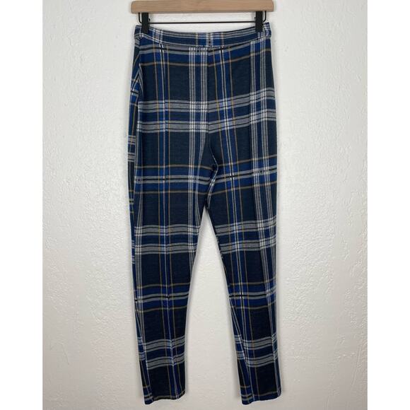 Free People Blue Plaid Skinny Fit Pants Size 8 - Picture 3 of 4